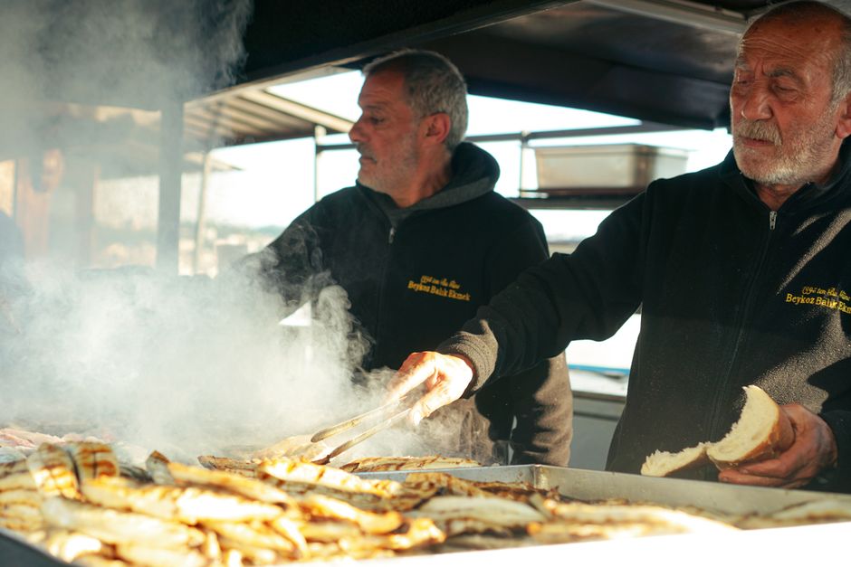 Freshly smoked flounder at a local fish market in Pāvilosta, Latvia.