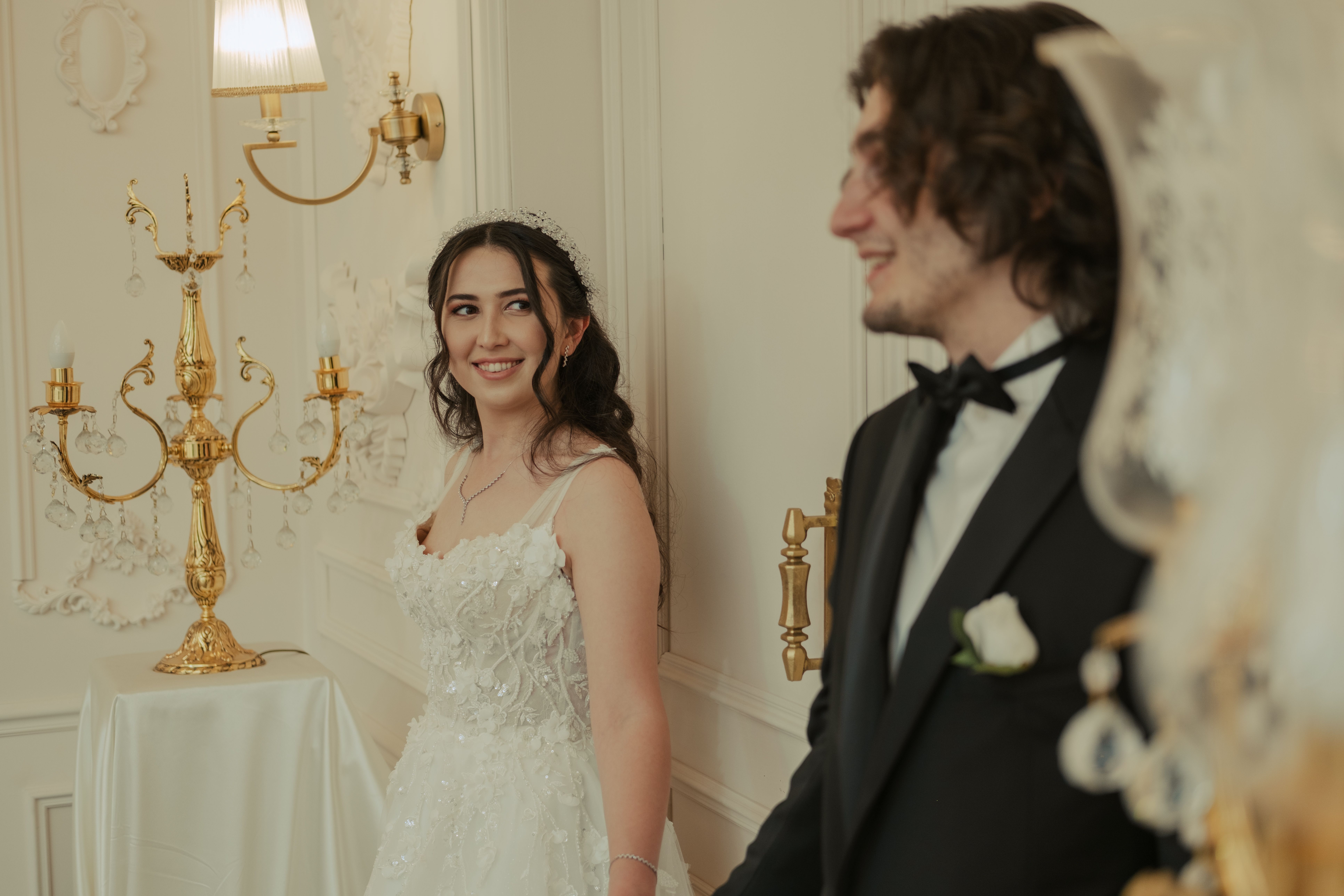 Elegant wedding couple luxurious setting