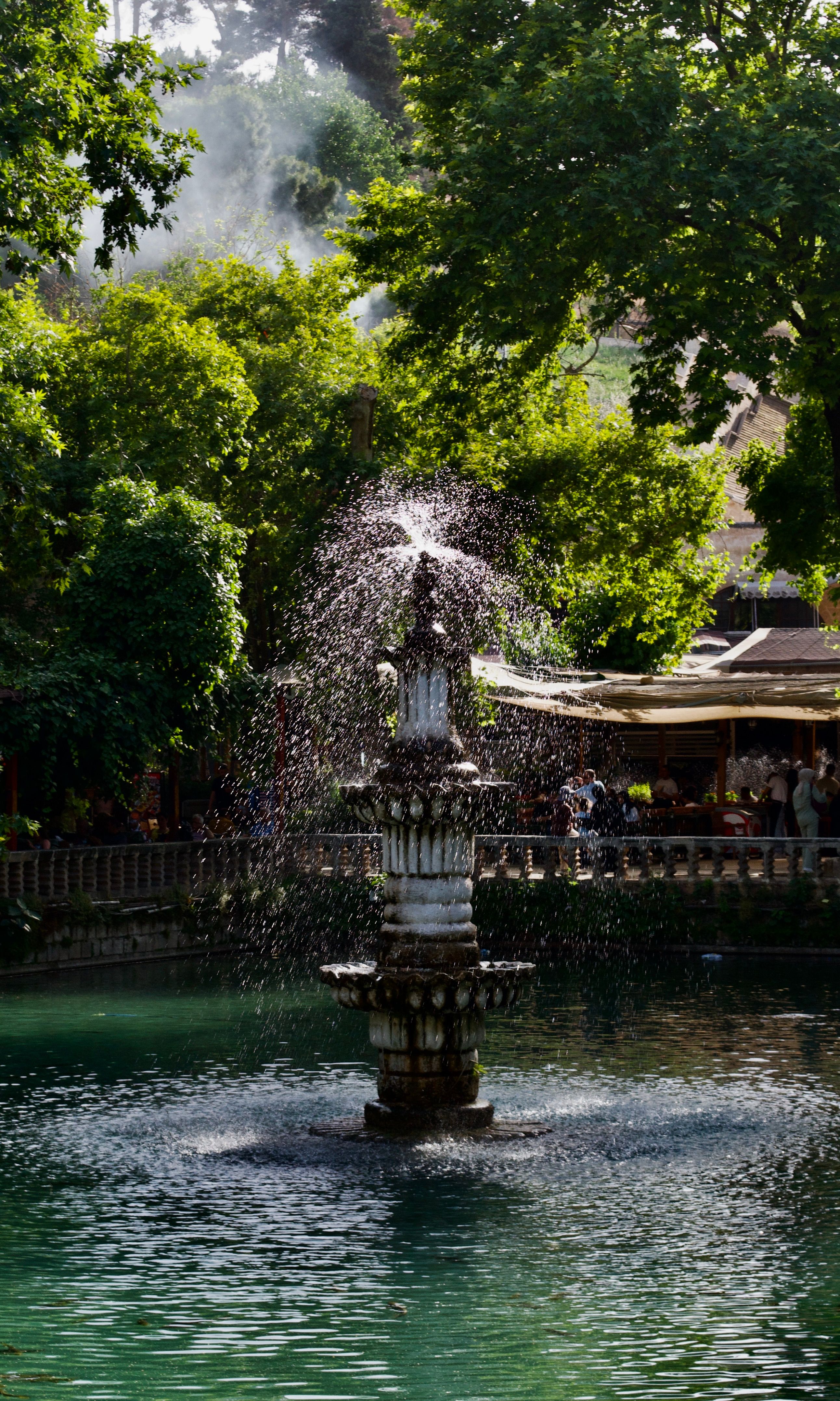 Serene Fountain in Lush Green Garden Setting · Free Stock Photo