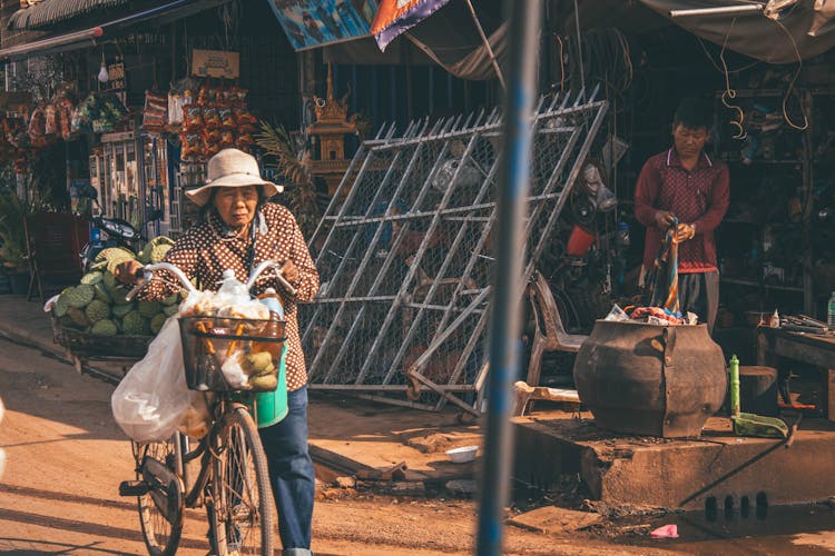 Woman Riding On Bicycle