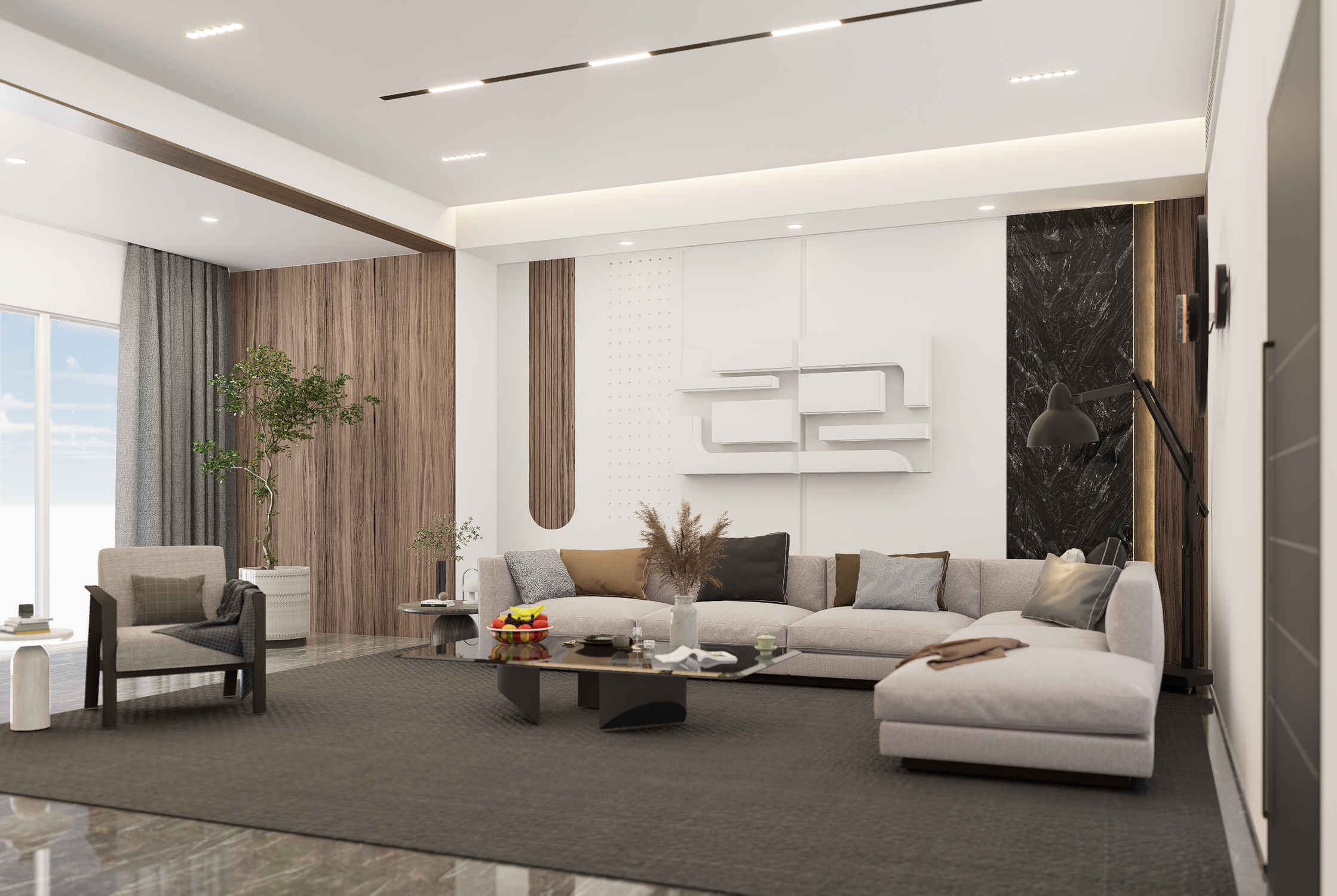 Modern Living Room with Neutral Minimalist Decor · Free Stock Photo