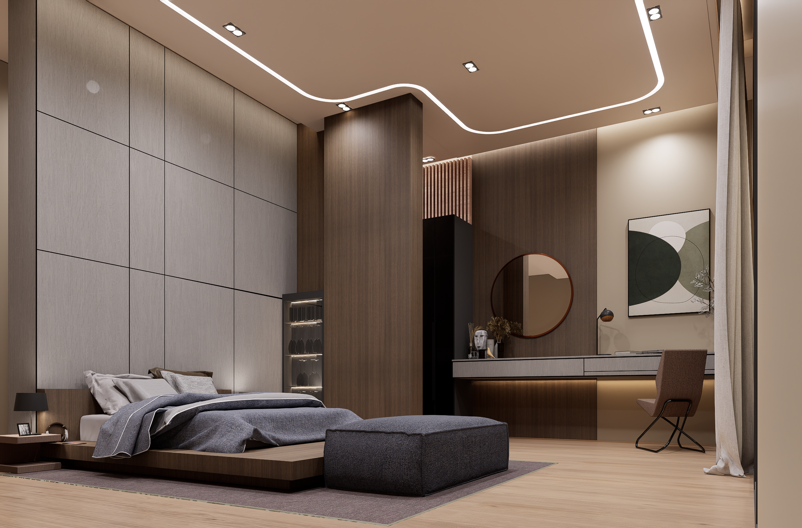 Modern Minimalist Bedroom Interior Design Free Stock Photo