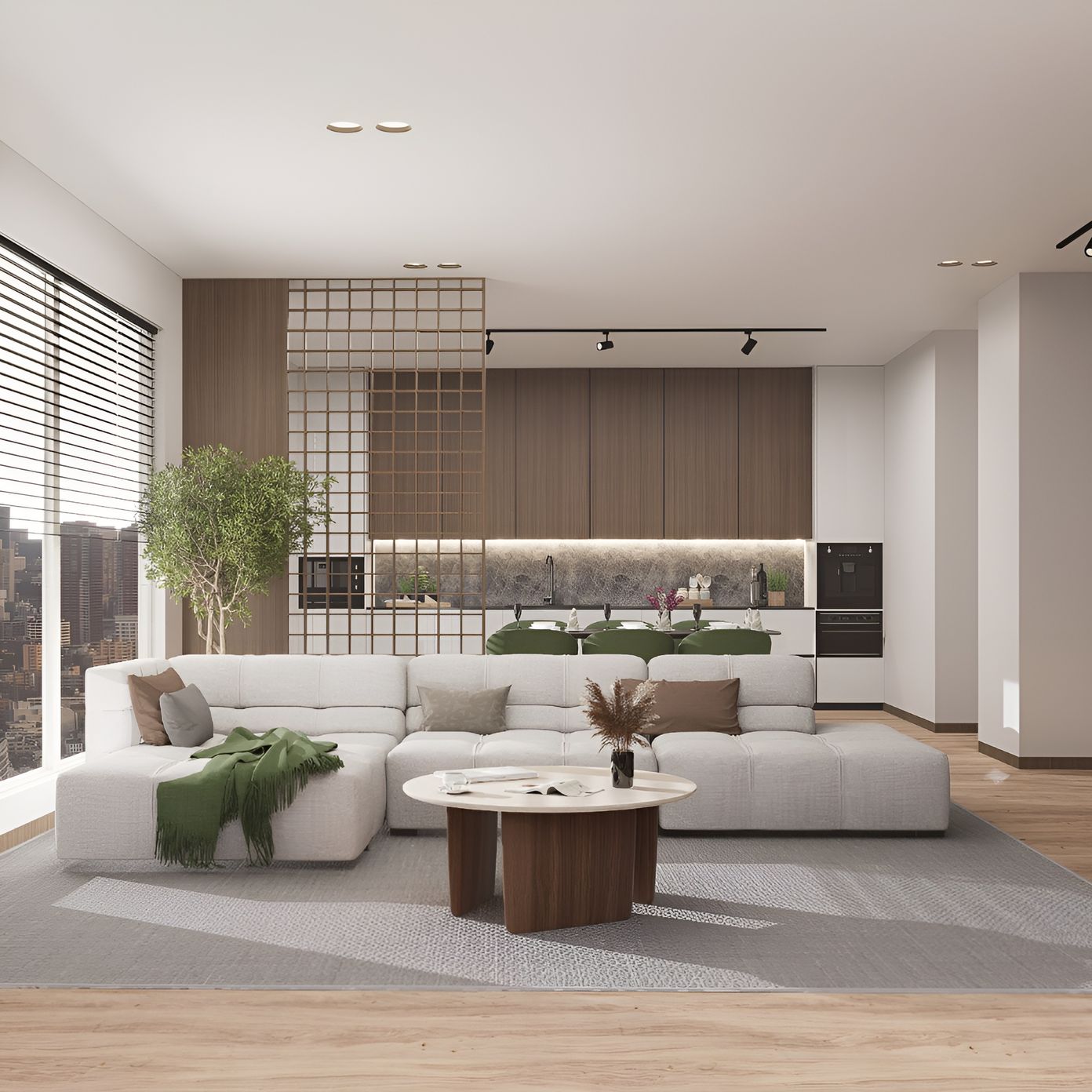Elegant modern interior with natural tones