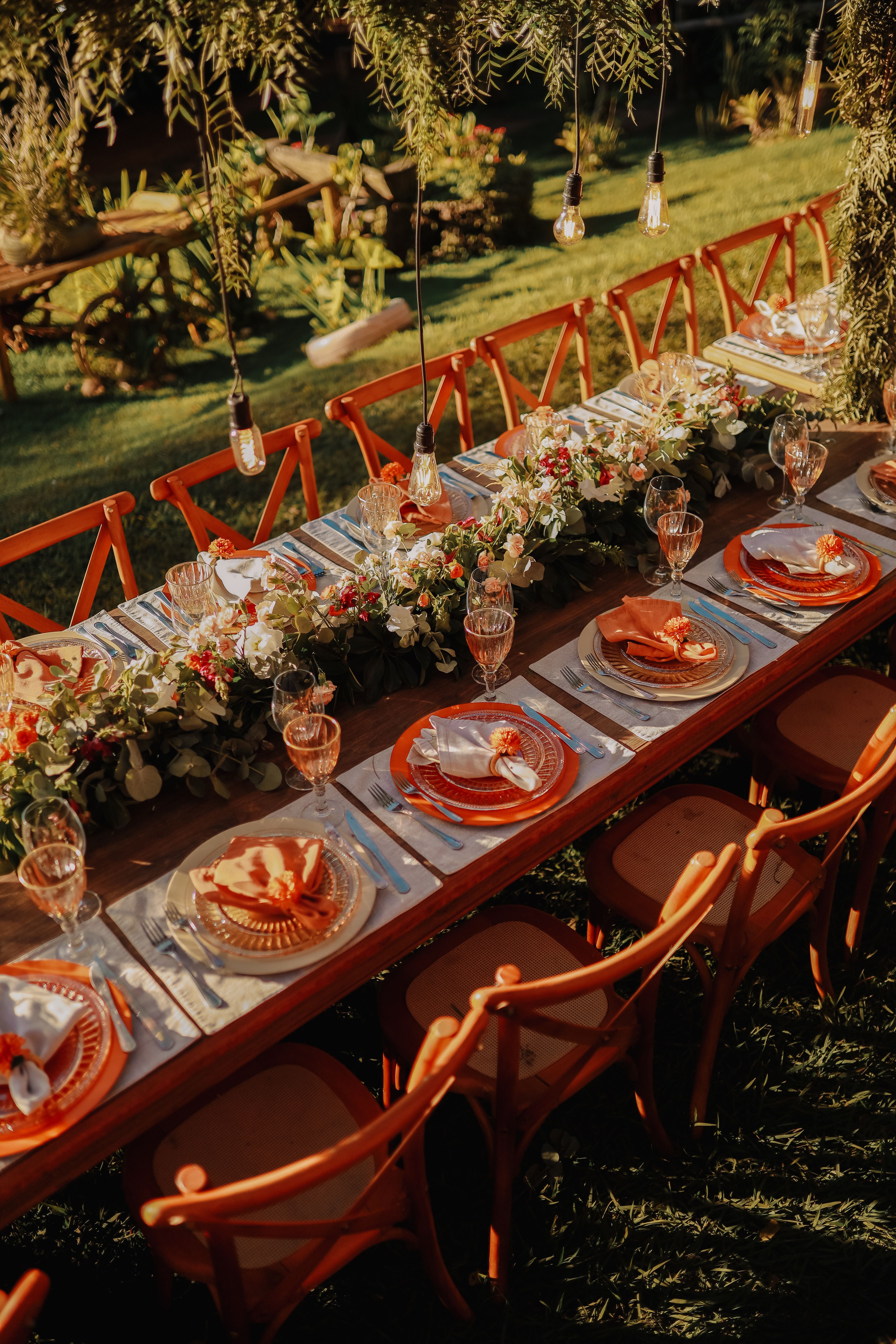 Elegant Outdoor Dining Table Decor at Sunset · Free Stock Photo