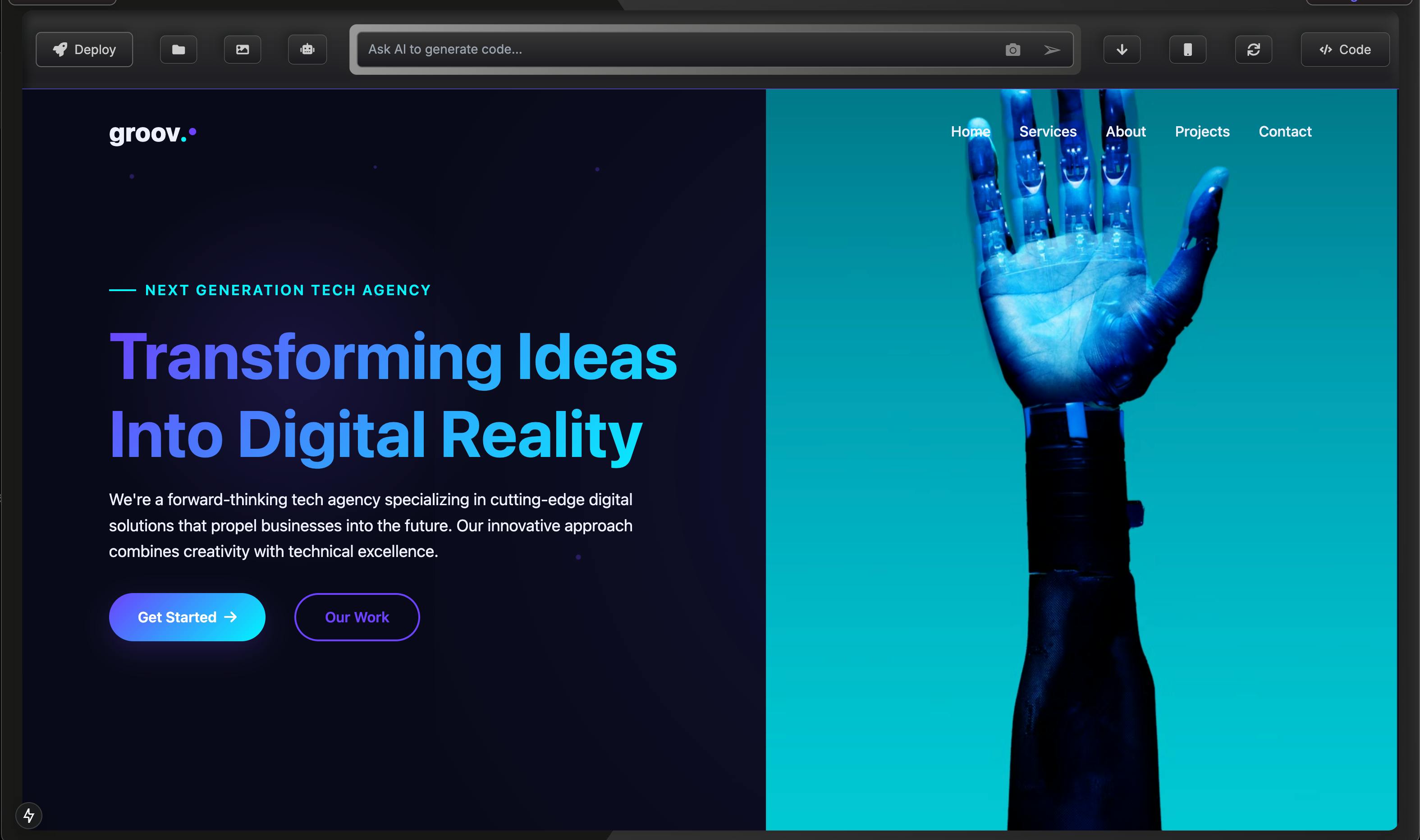 AI Website Generation - Mobile