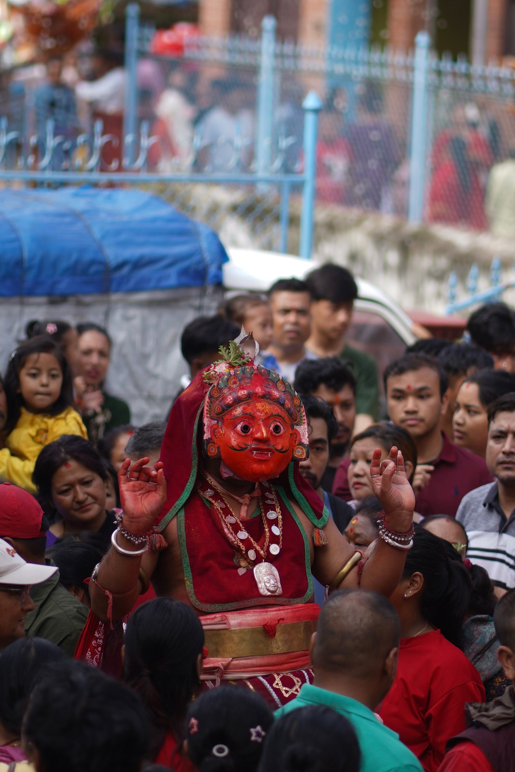 A vibrant depiction of the Nil Barahi dance festival showcasing cultural heritage in Nepal.