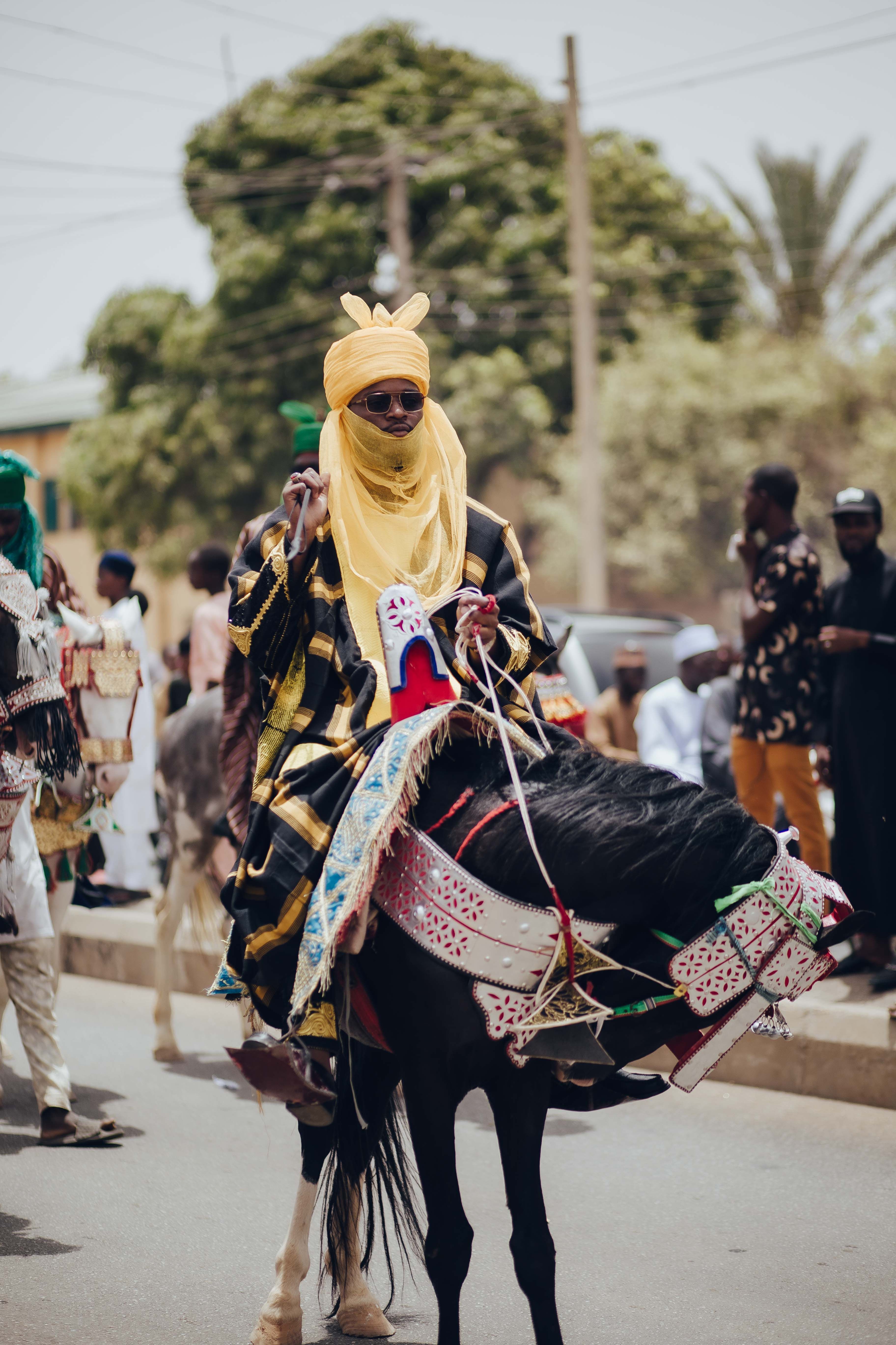 Traditional Horseback Rider in Nigerian Festival · Free Stock Photo