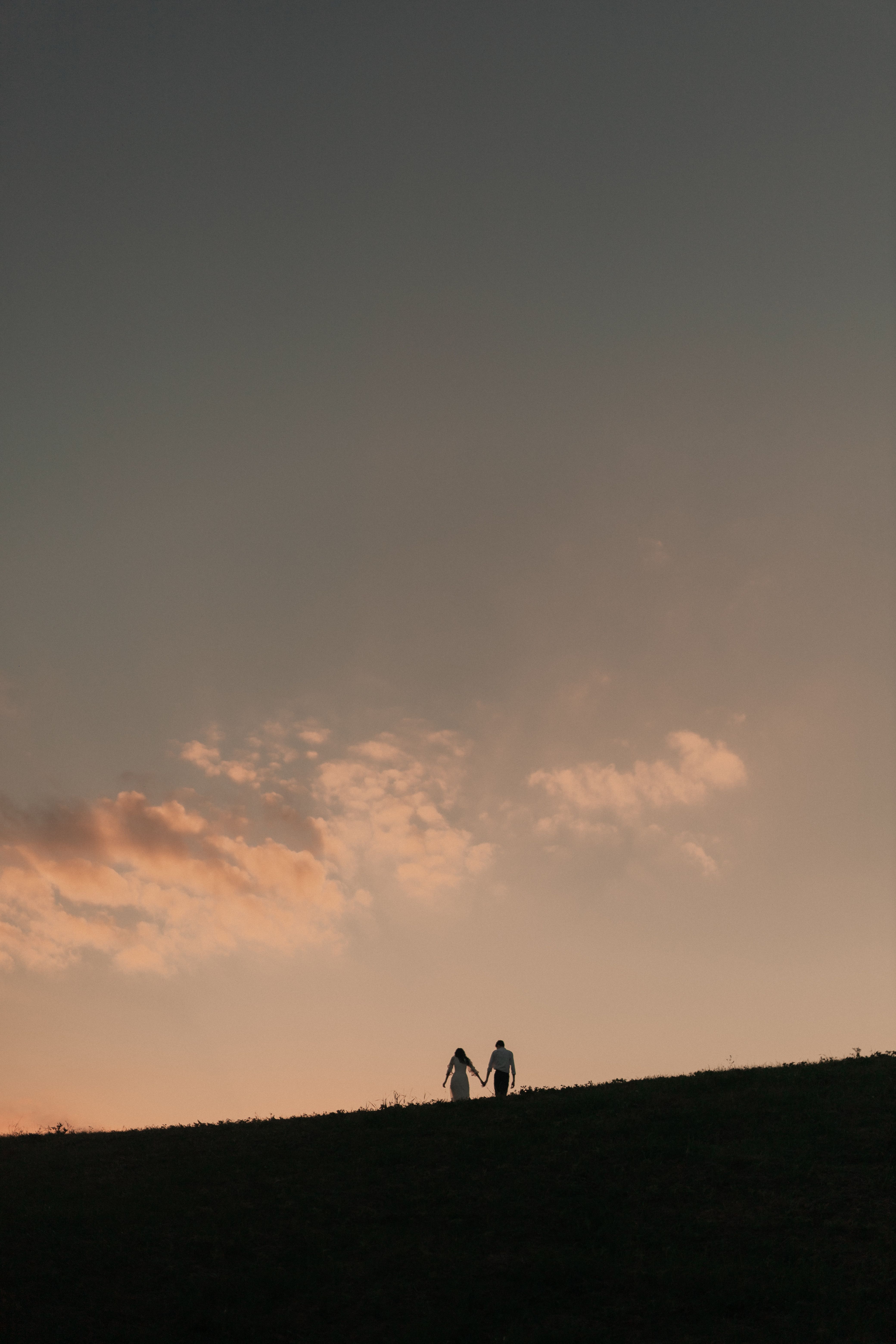Silhouette of Couple Holding Hands at Sunset · Free Stock Photo