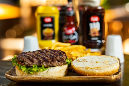 Free Hamburger Sandwich In Close-Up View Stock Photo