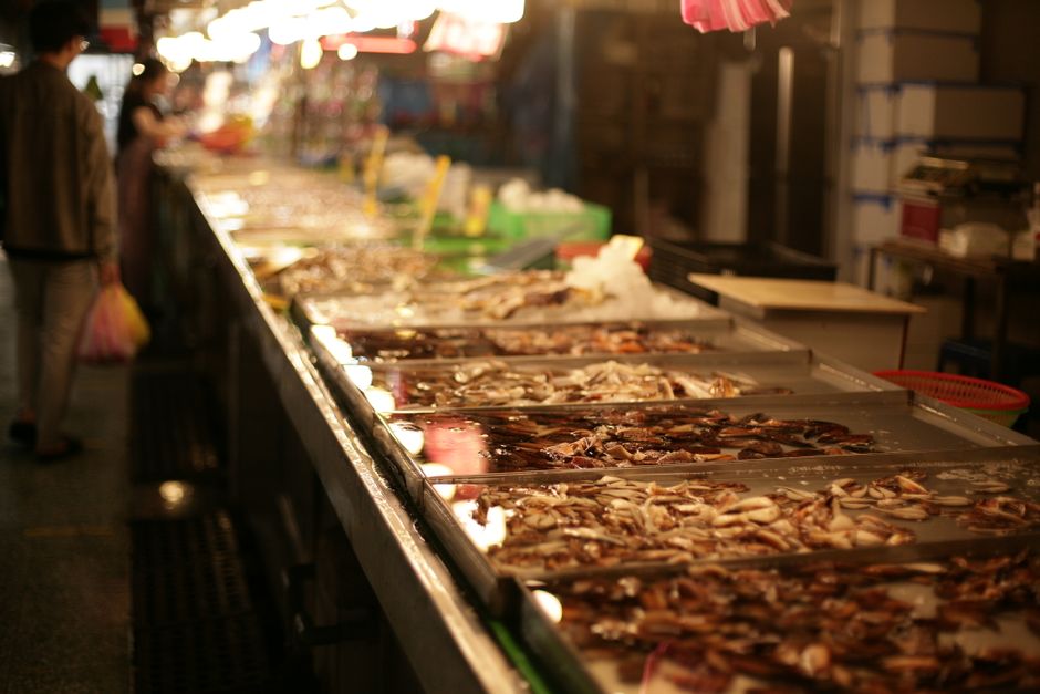 pohang seafood market stalls