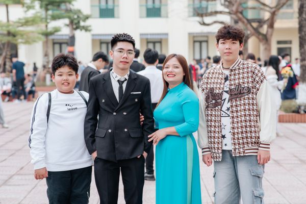 A family group photo outdoors