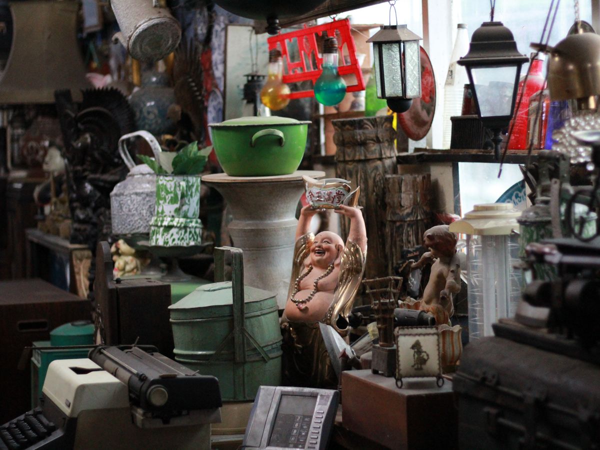 Eclectic antique shop filled with vintage treasures