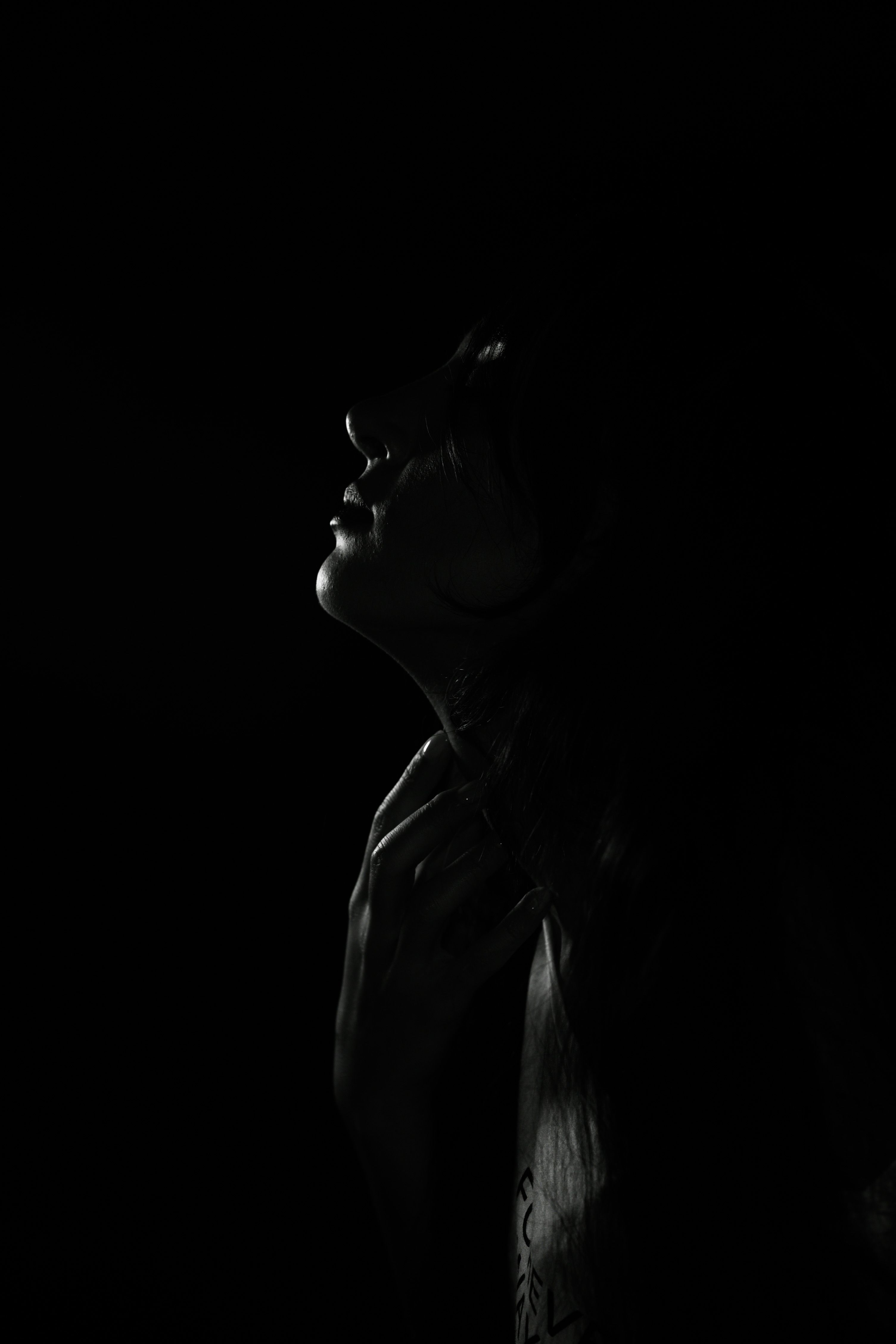 Dramatic Black and White Portrait of Woman in Shadows · Free Stock Photo