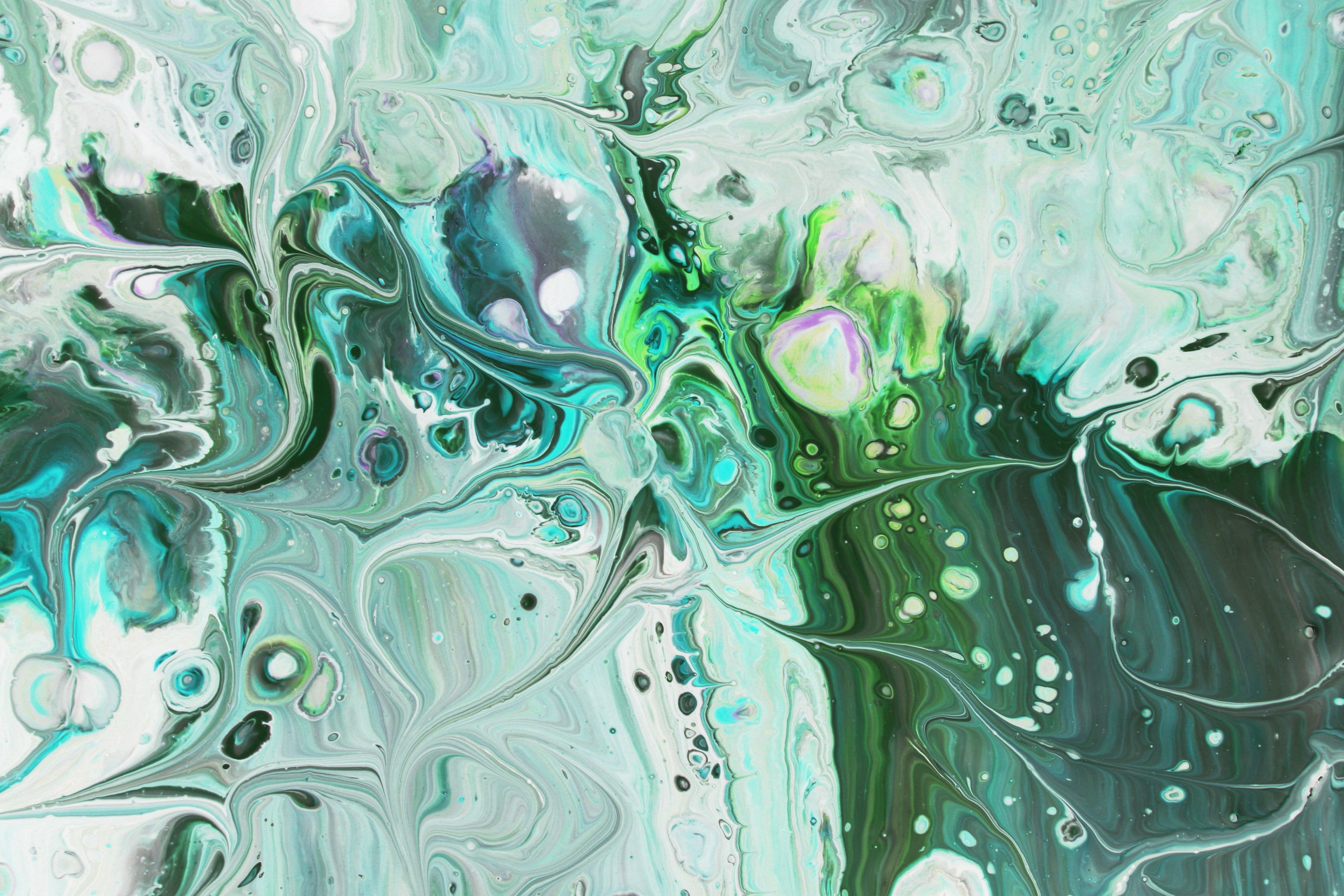 Vibrant Abstract Fluid Art in Blue and Green · Free Stock Photo