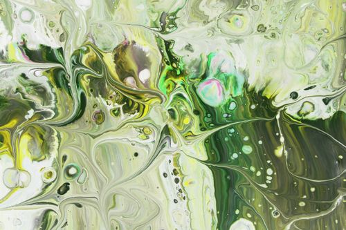 Free Vibrant abstract art with green and yellow swirling patterns. Stock Photo
