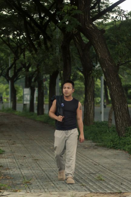 man walking outdoors exercise