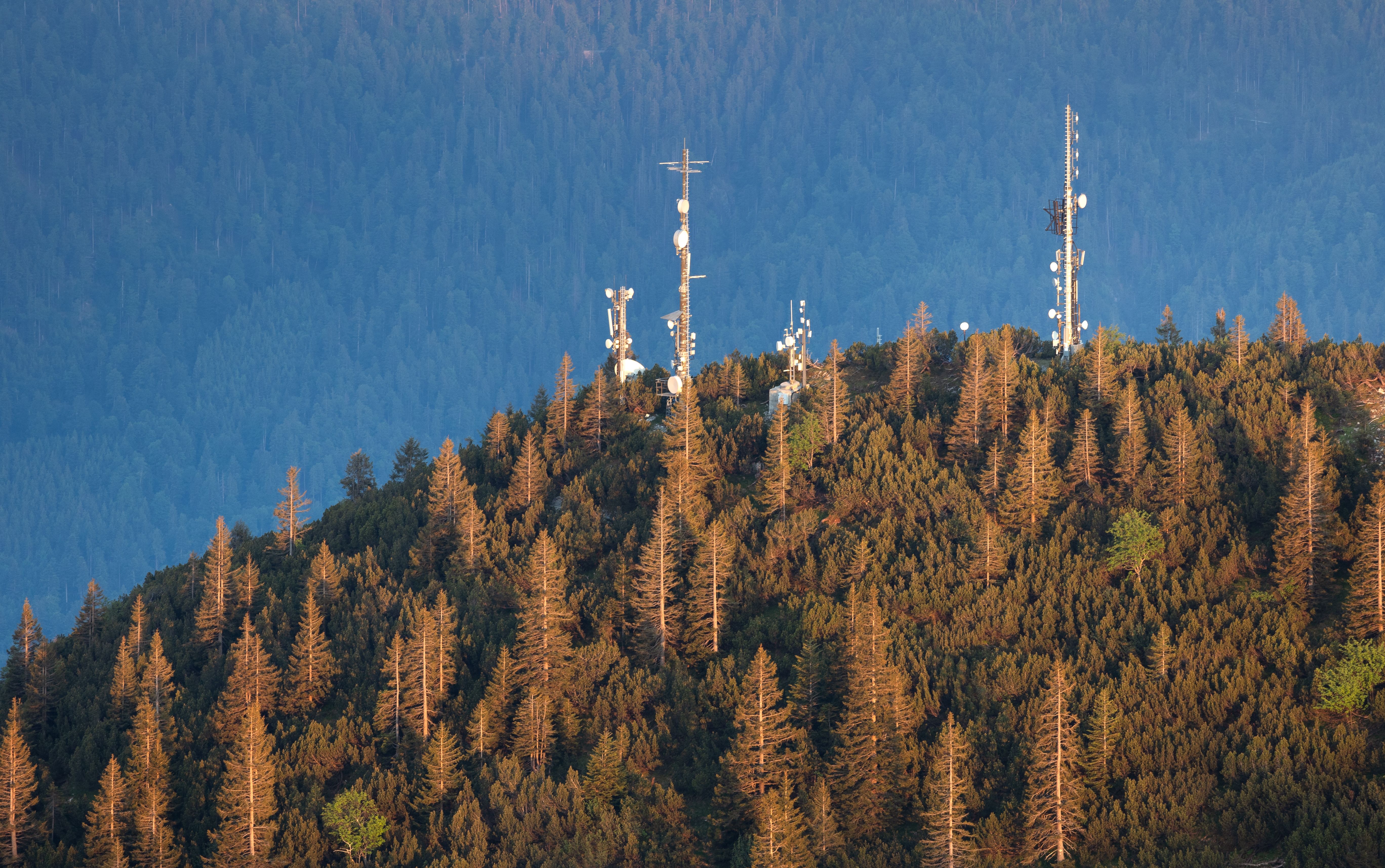 Mountain Peak with Radio Antennas at Sunset · Free Stock Photo