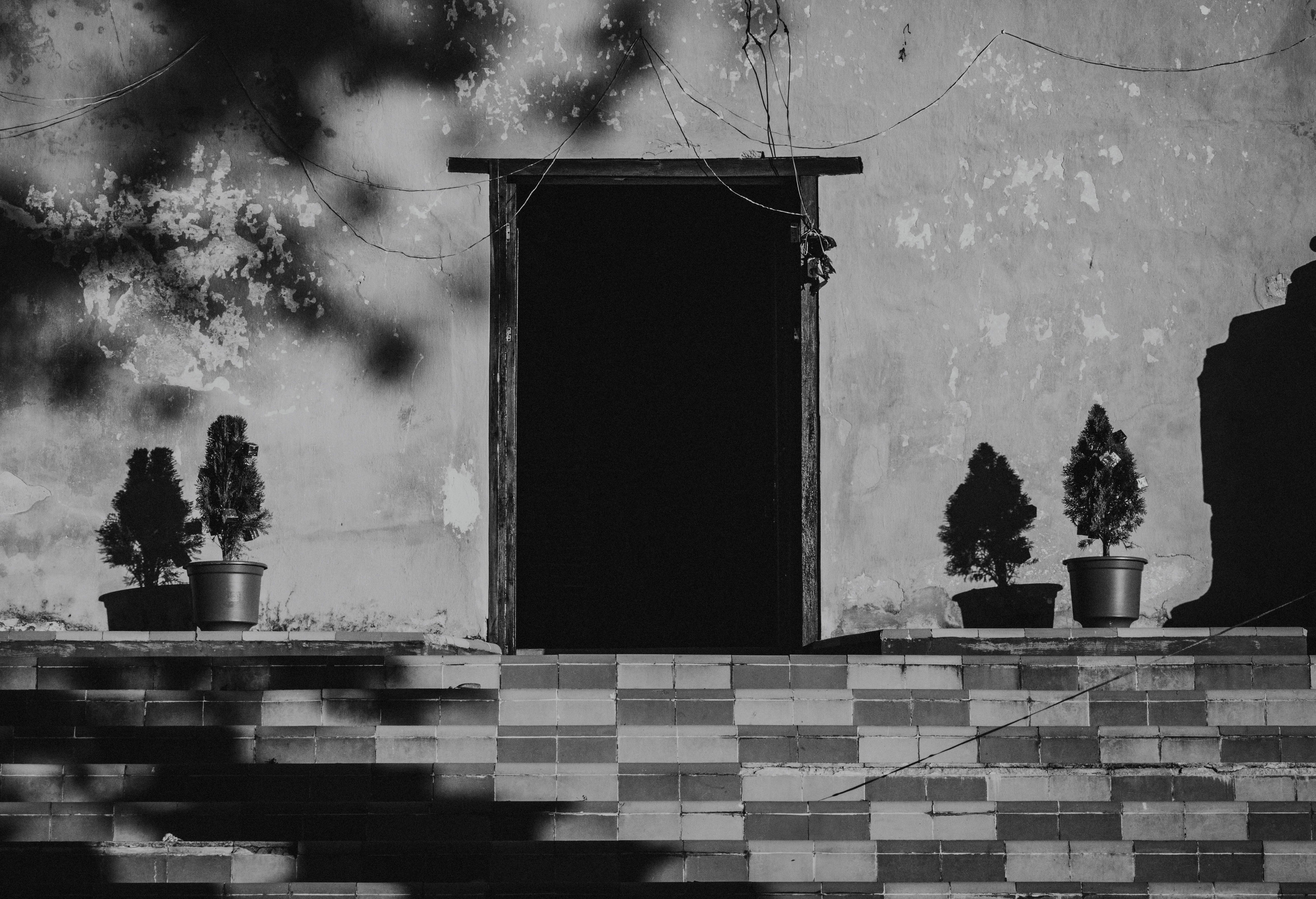 Fotomural Fotografía en blanco y negro de una puerta colonial en Comitán de Domínguez, México.