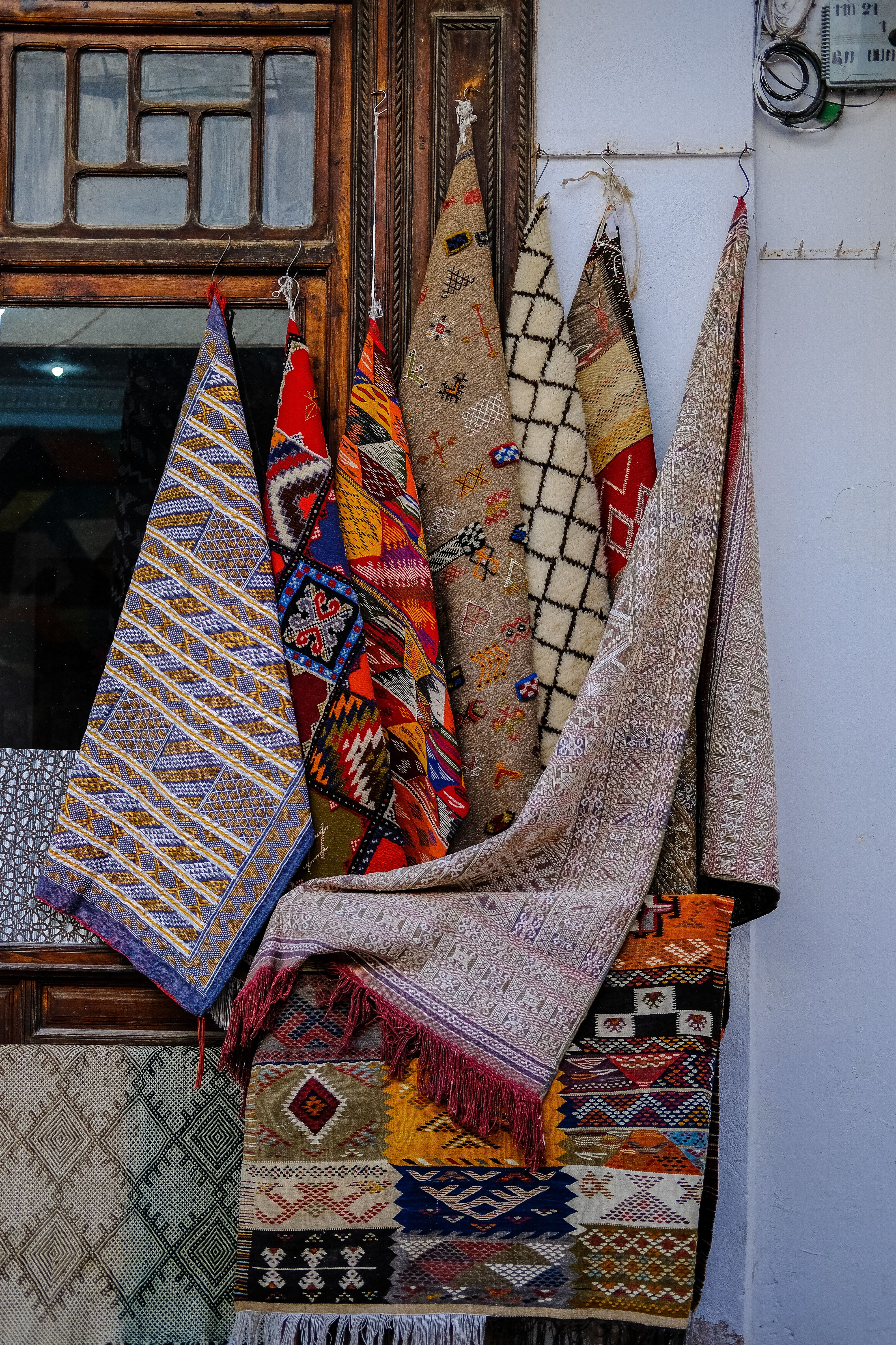 Colorful Moroccan Rugs Displayed in Rabat · Free Stock Photo
