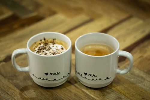 Free cup of coffee and chai Stock Photo