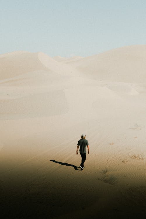 Free Photo Of Person Walking On Desert Stock Photo