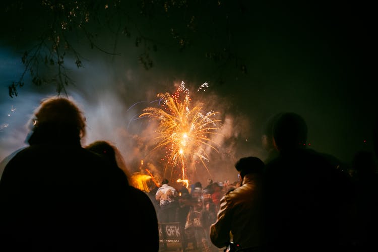 Crowd Watching Fireworks Display