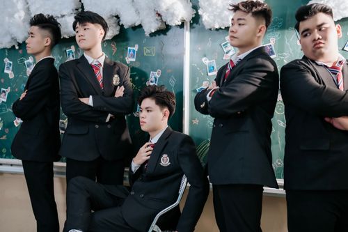 Students in school uniforms
