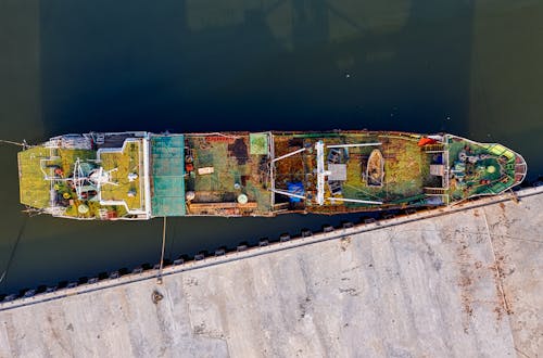 Free Top View Photo of Cargo Ship Stock Photo