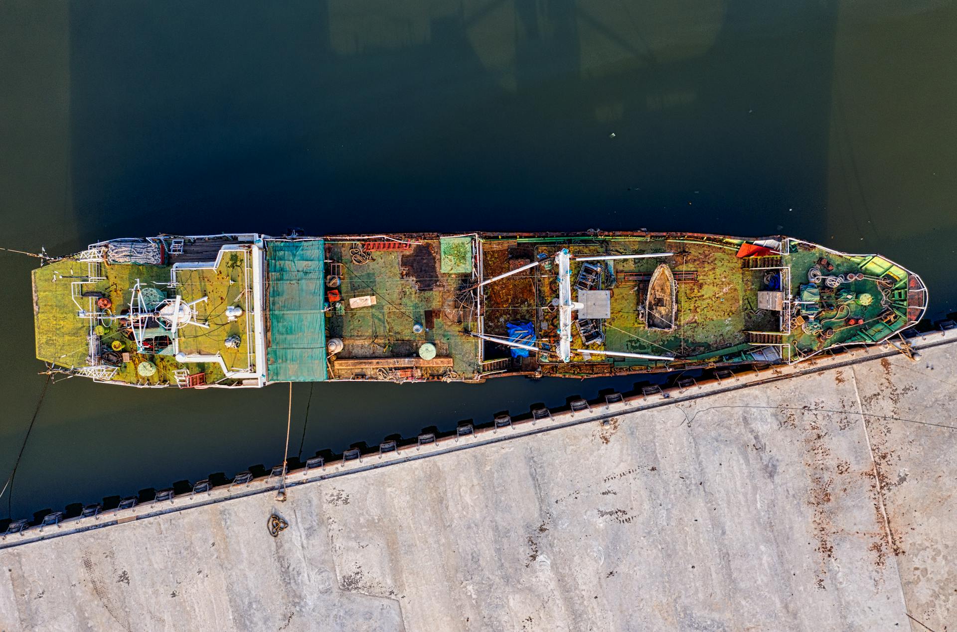 Top View Photo of Cargo Ship