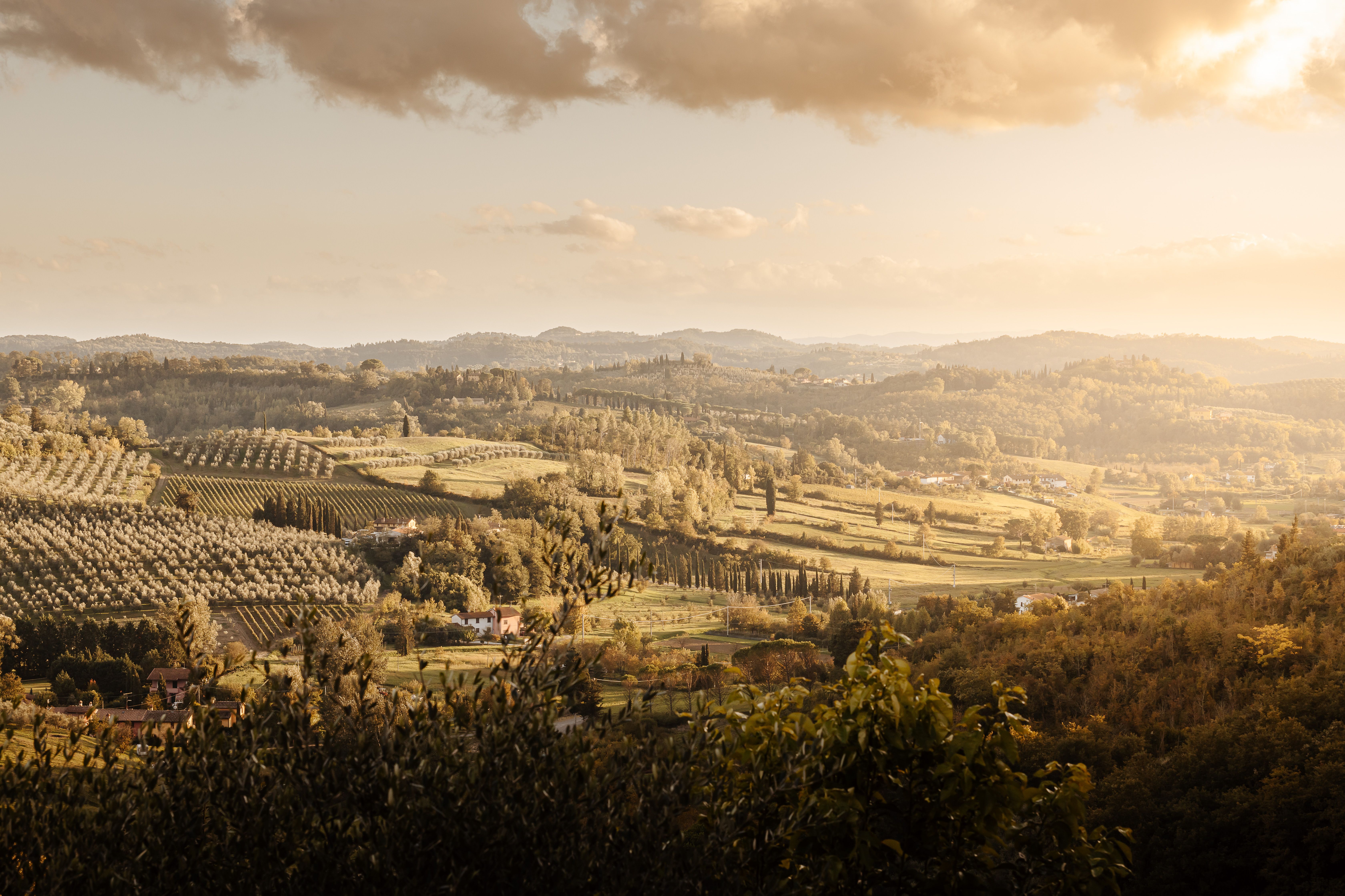 Scenic Tuscan Landscape at Sunset with Rolling Hills · Free Stock Photo