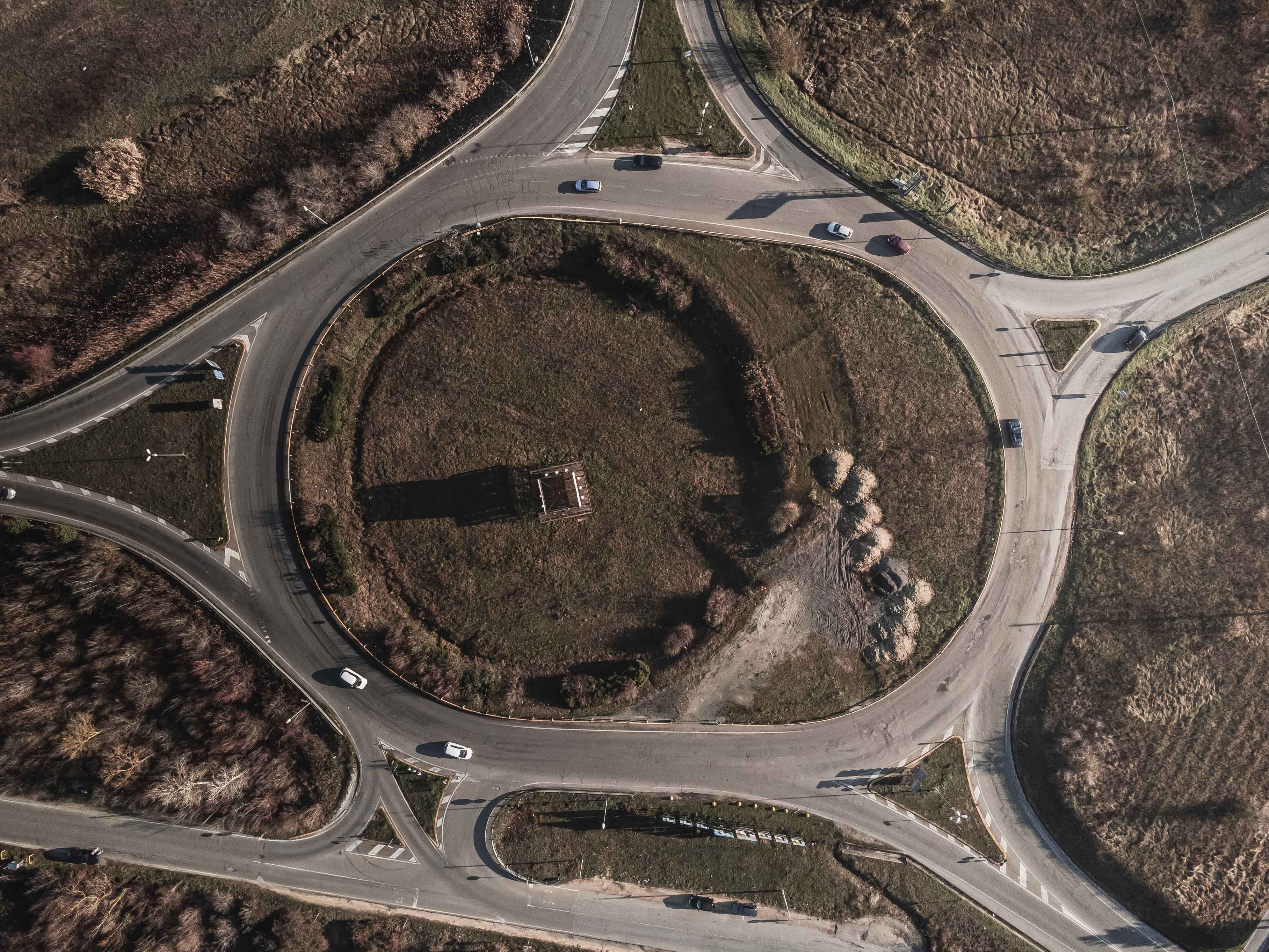 Aerial View of Circular Traffic Roundabout · Free Stock Photo