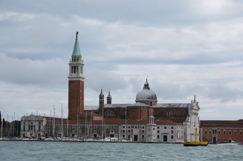 Free San Giorgio Maggiore, scenic view of the historic island church and tower in Venice, Italy. Stock Photo