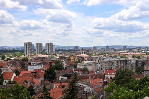 Free A panoramic view of Belgrade's urban skyline featuring diverse architecture and vibrant cityscape. Stock Photo