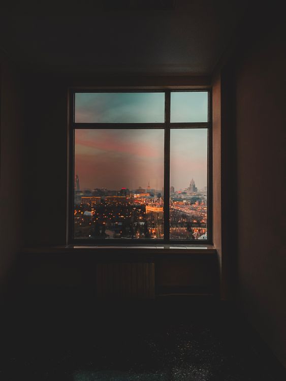 View from flat window of night cityscape · Free Stock Photo