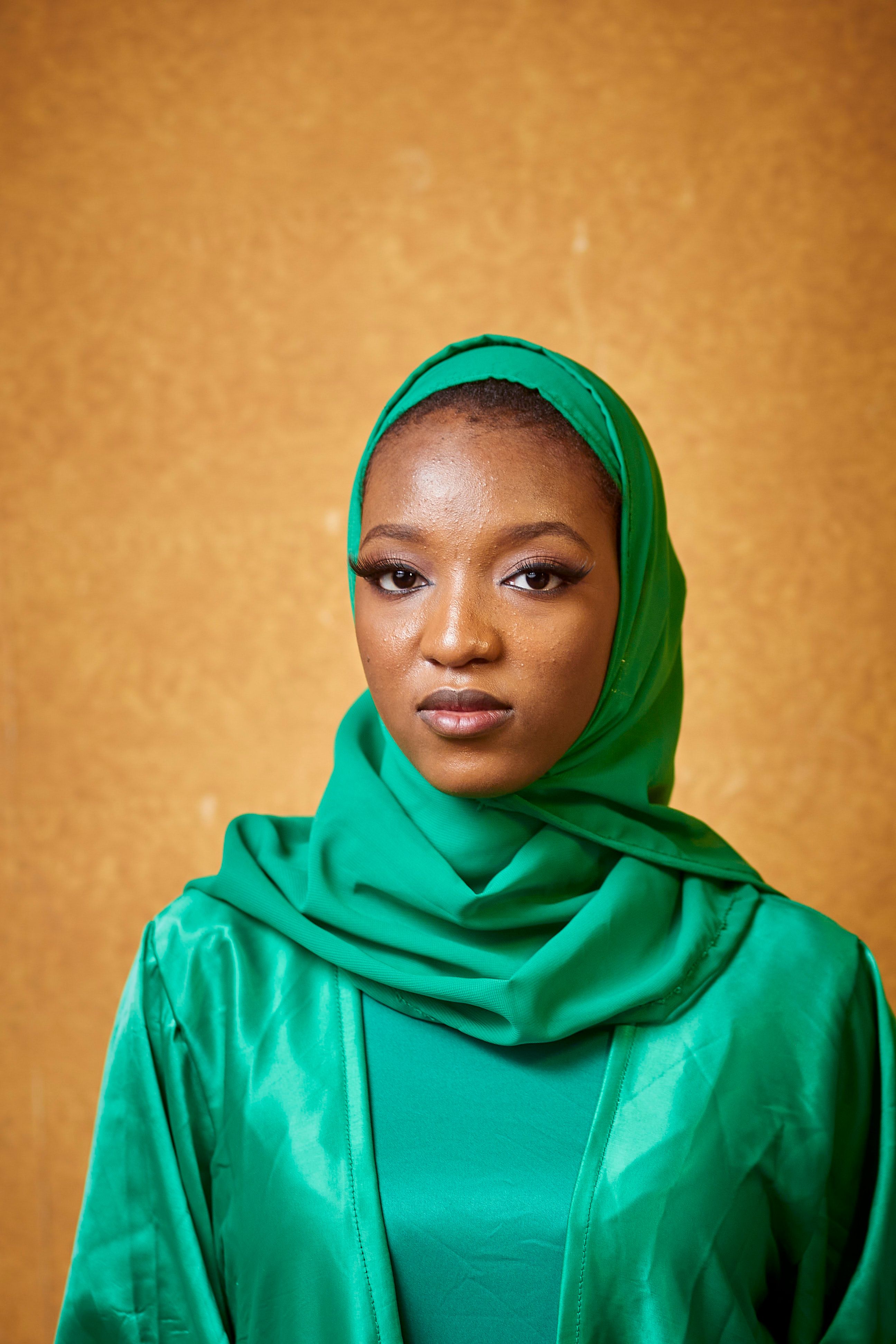 Elegant Portrait of Woman in Green Hijab · Free Stock Photo
