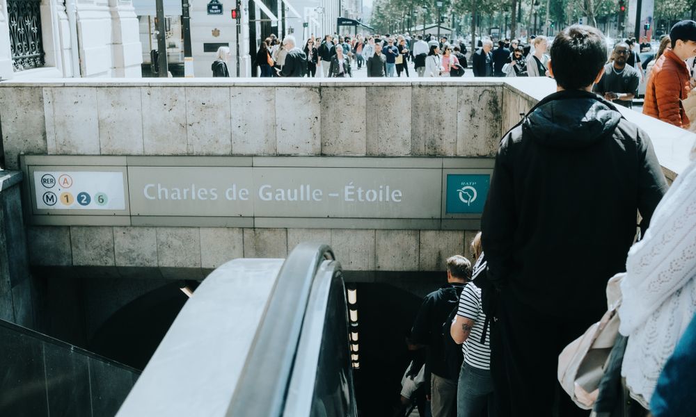 crowd of tourists on french metro