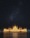 在星光熠熠的夜空下，布达佩斯明亮的匈牙利议会大厦令人惊叹