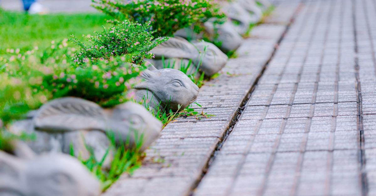 Sustainable Pathways Rabbit Underground Charming Row of Rabbit Sculptures on Garden Pathway · Free Stock Photo