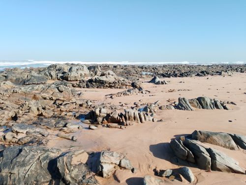 Free Explore the stunning rocky beach landscape in Casablanca, Morocco, showcasing natural beauty. Stock Photo