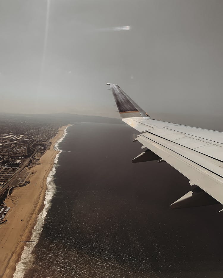 Ocean View And Airplane Wing 