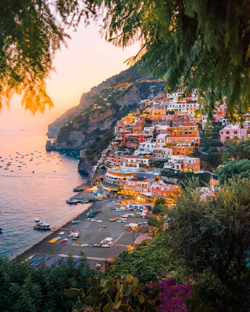 Free Colorful Cliffside Village Stock Photo