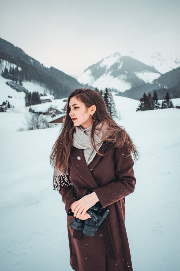 Wool coat with silk scarf for winter brunch