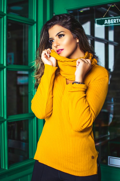 Free Photo Of Woman Wearing Yellow Sweater Stock Photo