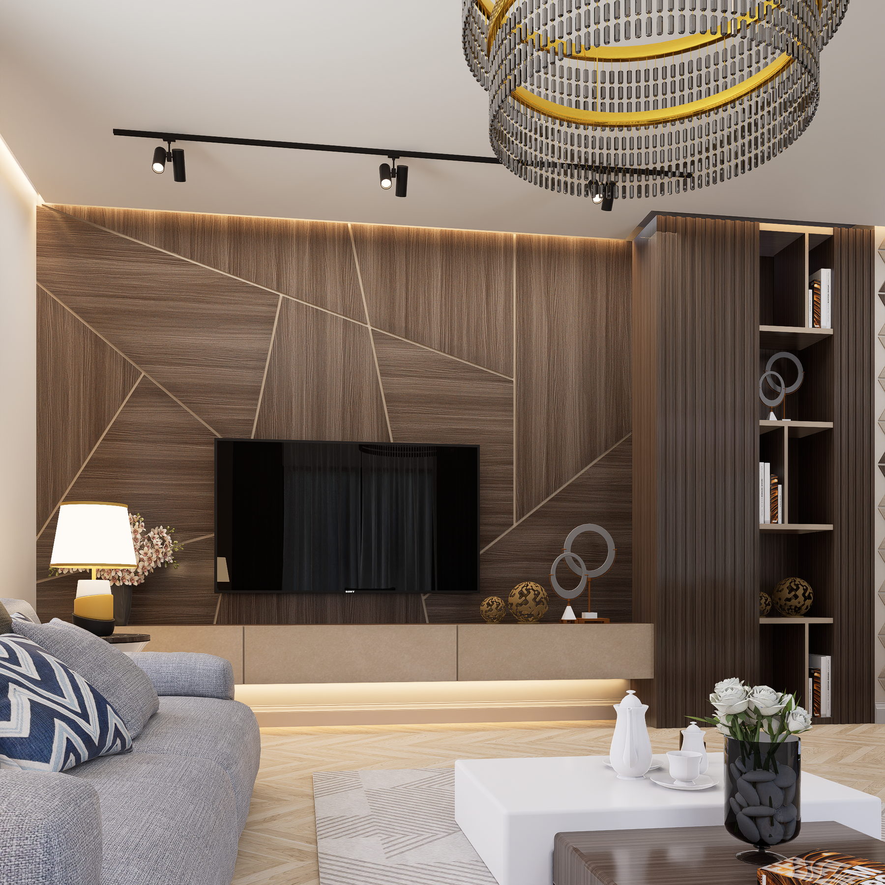 Luxury interior with bespoke wood detailing