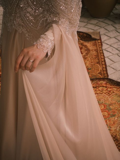 A vintage Bob Mackie gown stored flat to ensure proper vintage fashion preservation.