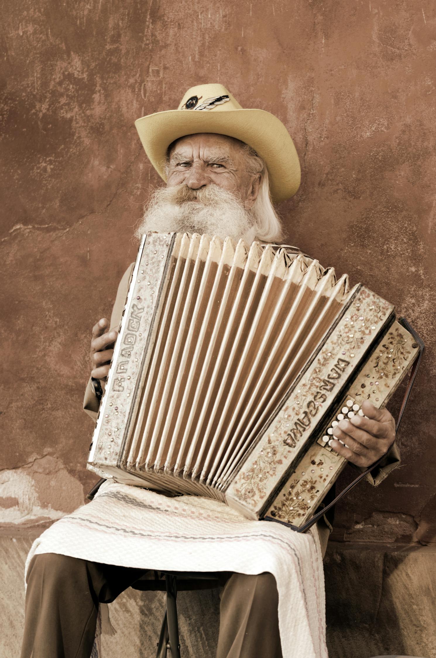 Adult Man Playing a Musial Instrument