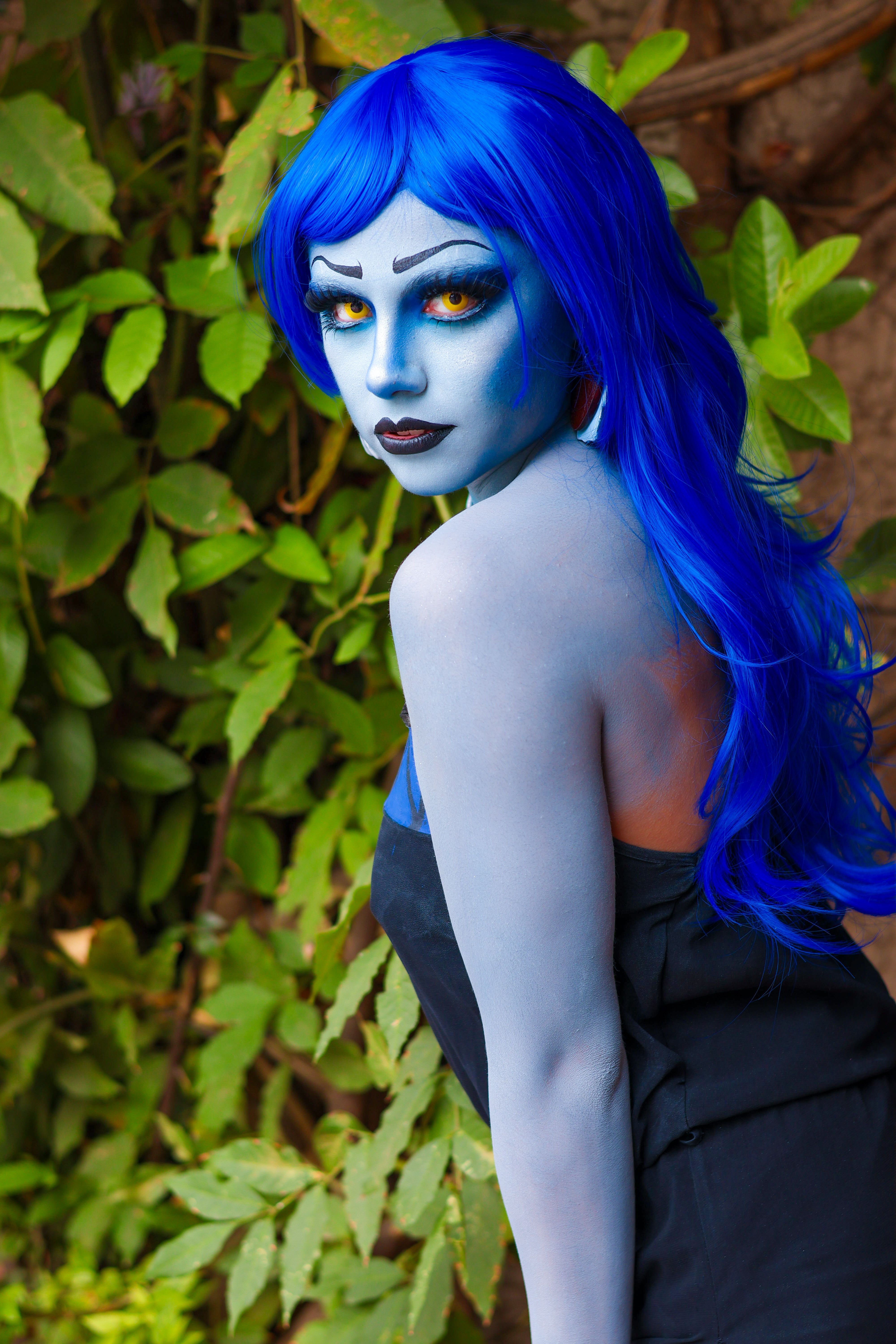 Fantasy Cosplay with Blue Makeup Outdoors · Free Stock Photo