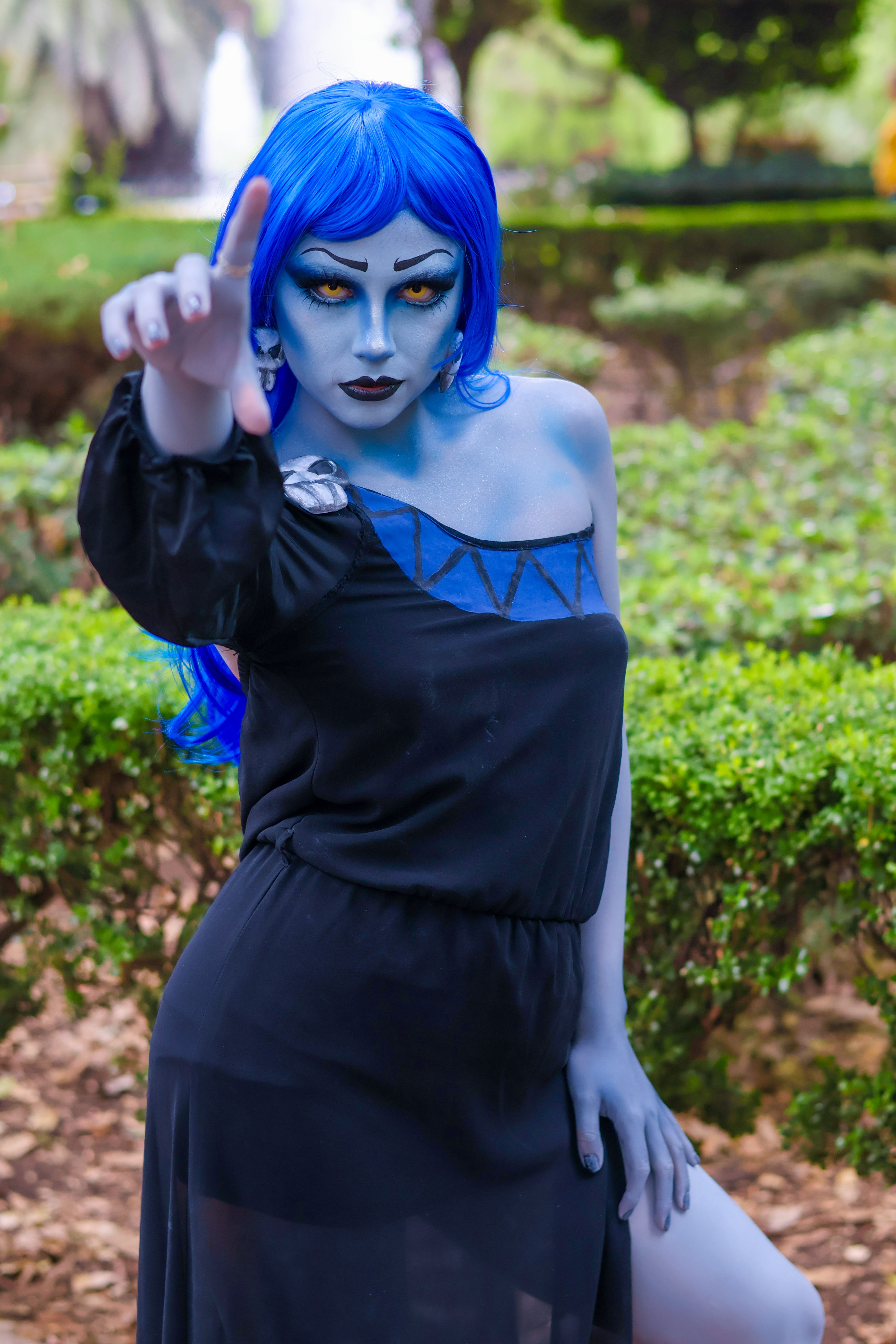 Fantasy Cosplay Outdoors with Blue Makeup