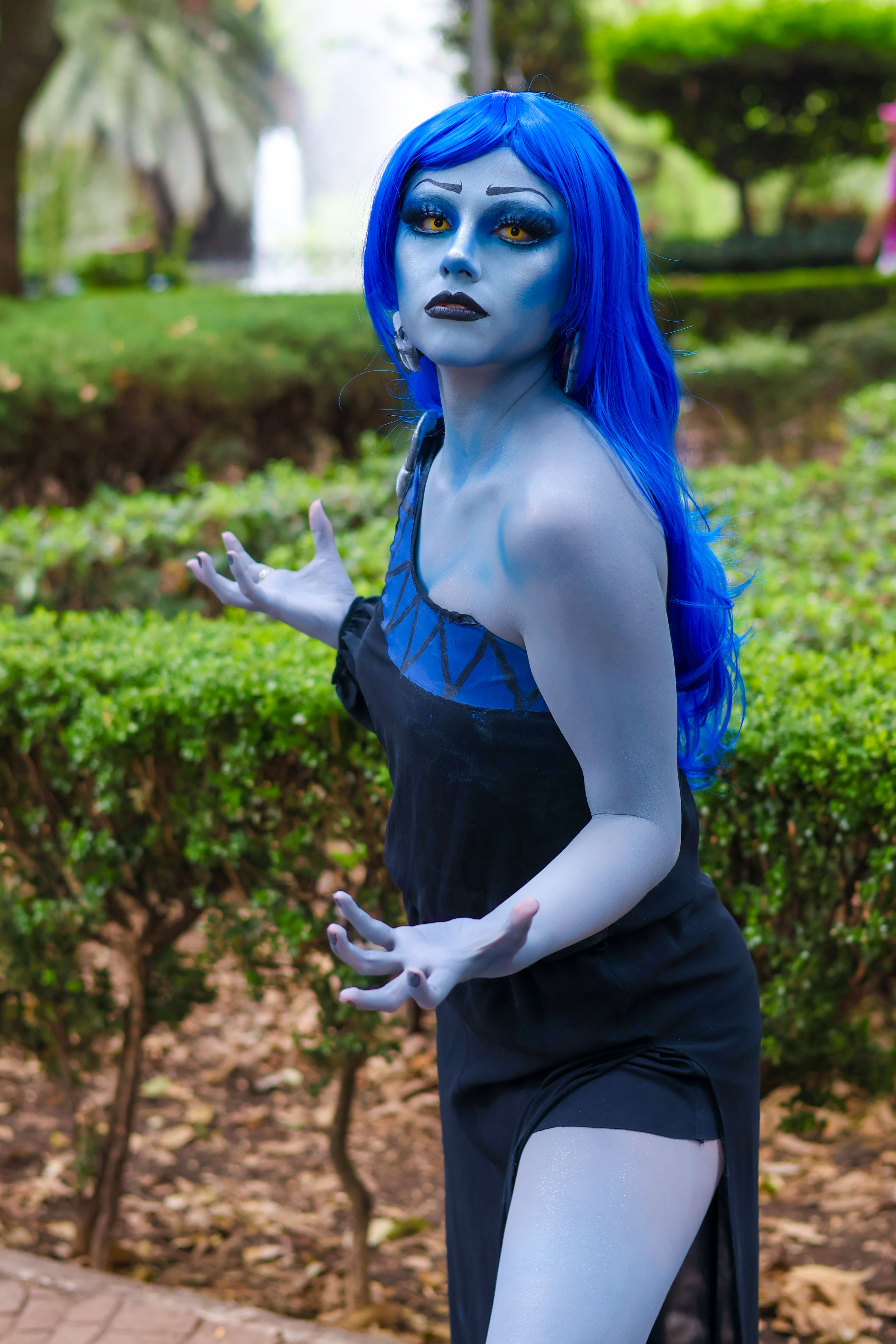 Fantasy Cosplay Outdoor Portrait with Blue Makeup · Free Stock Photo