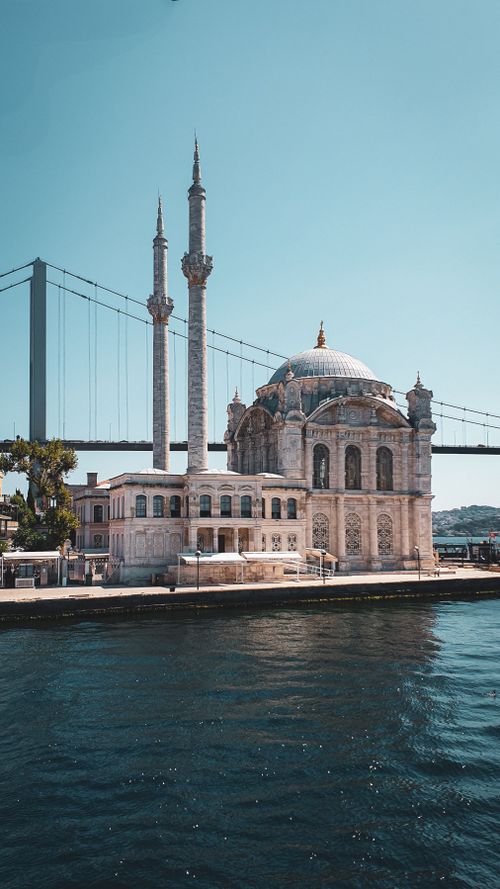 Free Scenic view of Ortaköy Mosque and Bosphorus Bridge in Istanbul during daylight. Stock Photo